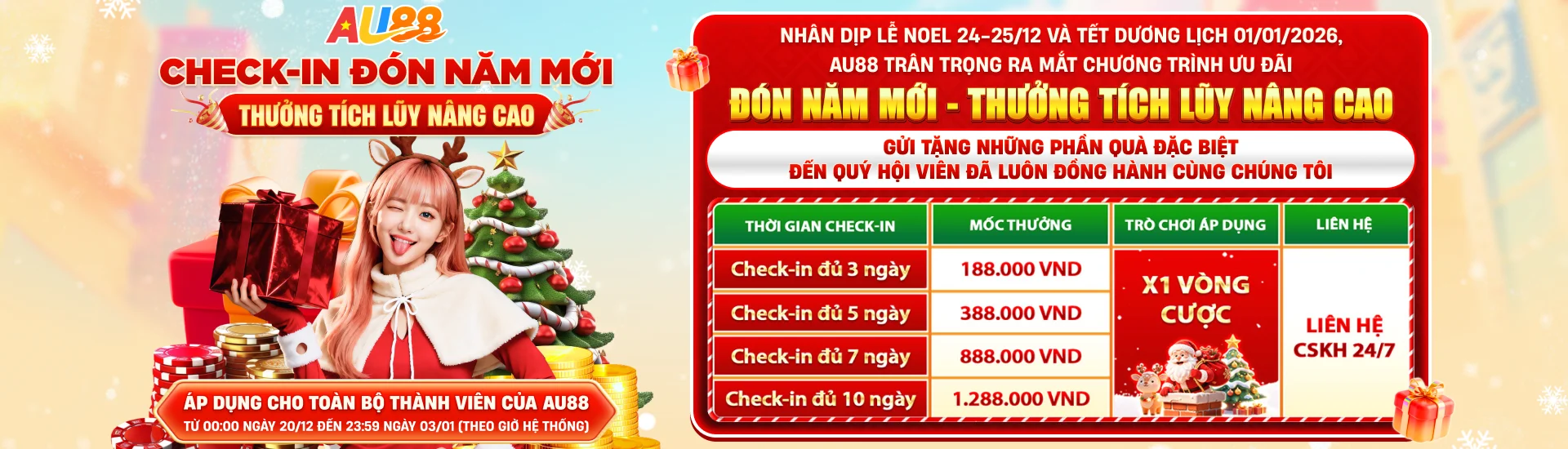 Banner khuyến mãi check in au88
